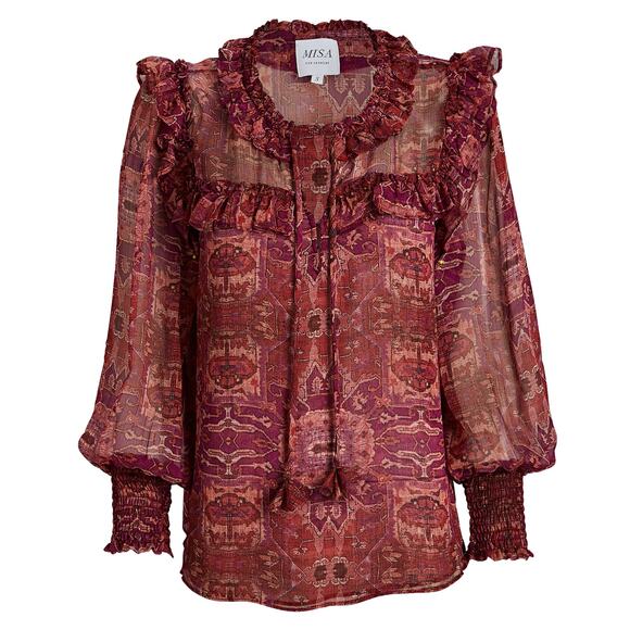 New Anthropologie MISA Raffi Long Sleeve Top $295 X-SMALL Septima Tapestry - Picture 5 of 6